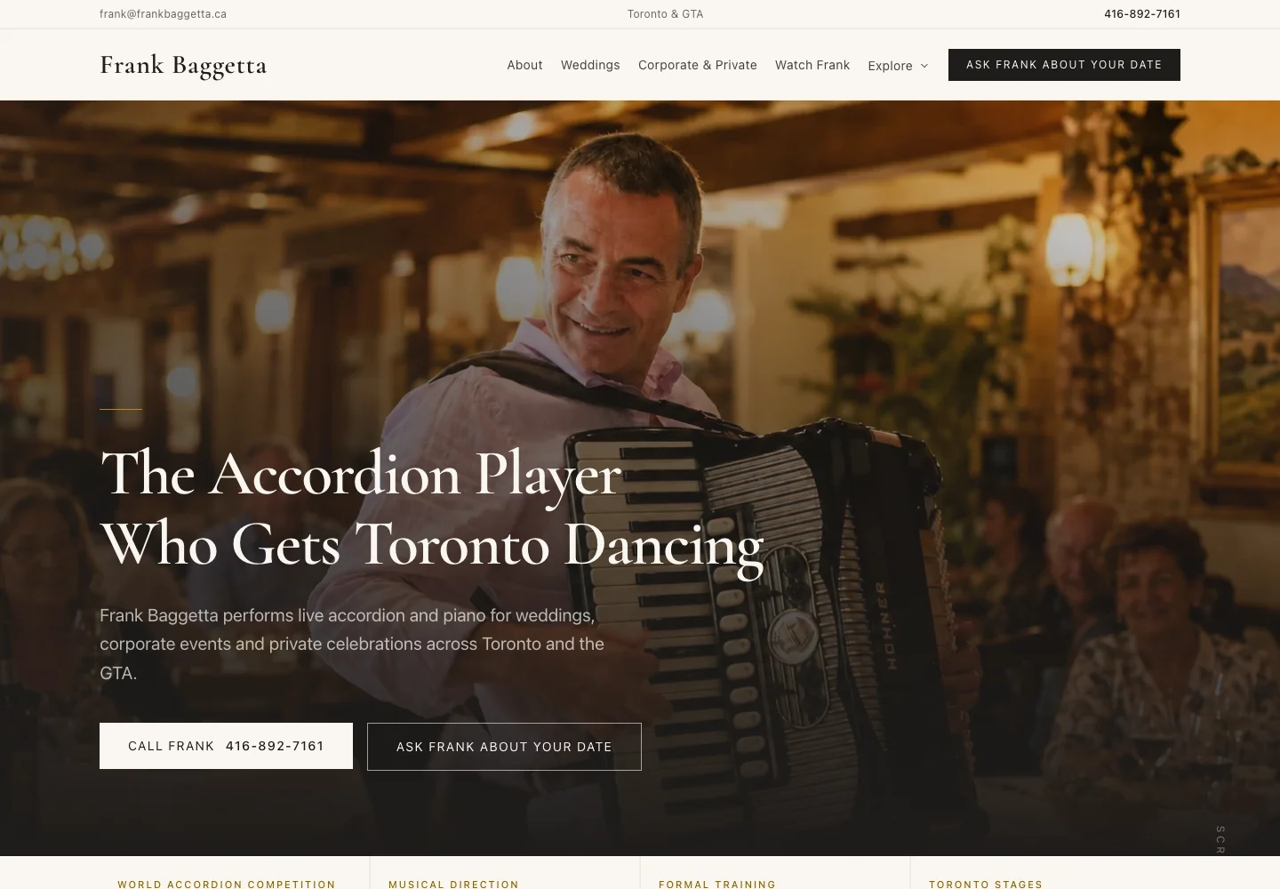 Frank Baggetta’s updated website: The Accordion Player Who Gets Toronto Dancing.